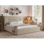 Łóżko tapicerowane CALERIO CLASSIC 200x200 - materac multipocket - beżowy, struktura