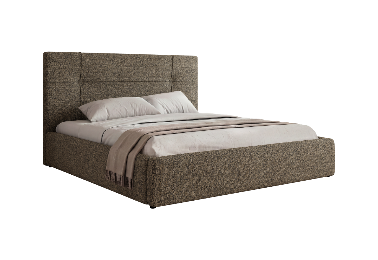 Łóżko tapicerowane CALERIO CLASSIC 180x200 - materac piankowy - szary, struktura