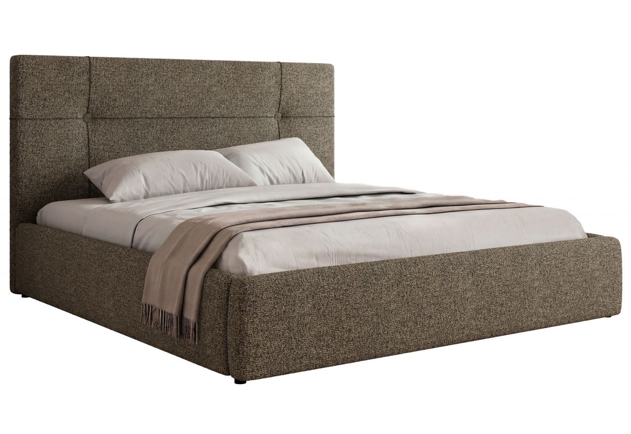 Łóżko tapicerowane CALERIO CLASSIC 180x200 - materac pocket - szary, struktura