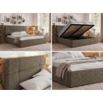 Łóżko tapicerowane CALERIO CLASSIC 200x200 - materac pocket - szary, struktura