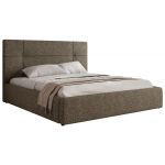 Łóżko tapicerowane CALERIO CLASSIC 140x200 - materac multipocket - szary, struktura