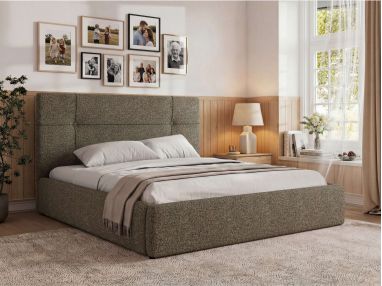 Łóżko tapicerowane CALERIO CLASSIC 180x200 - materac multipocket - szary, struktura