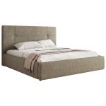 Łóżko tapicerowane CALERIO CLASSIC 180x200 - ciemnobeżowy, struktura