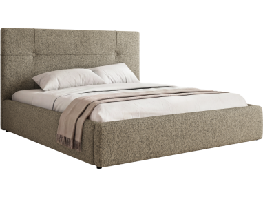Łóżko tapicerowane CALERIO CLASSIC 180x200 - materac pocket - ciemnobeżowy, struktura