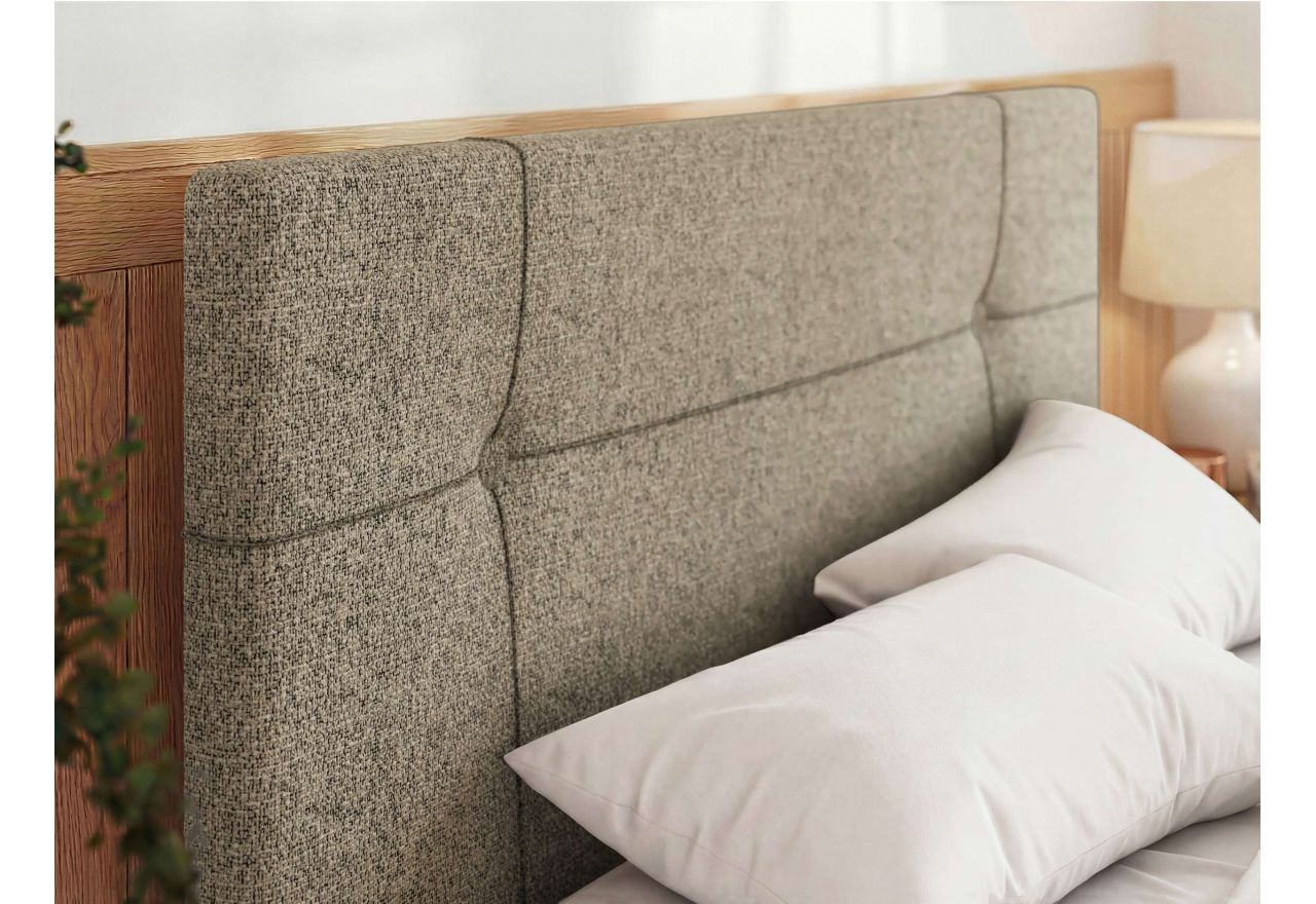 Łóżko tapicerowane CALERIO CLASSIC 180x200 - materac pocket - ciemnobeżowy, struktura