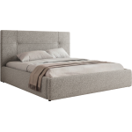 Łóżko tapicerowane CALERIO CLASSIC 140x200 - materac pocket - jasnoszary, struktura