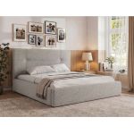 Łóżko tapicerowane CALERIO CLASSIC 160x200 - materac multipocket - jasnoszary, struktura