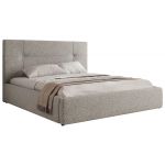 Łóżko tapicerowane CALERIO CLASSIC 160x200 - materac multipocket - jasnoszary, struktura