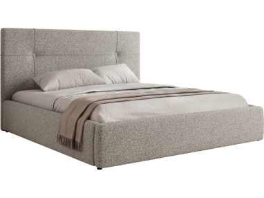 Łóżko tapicerowane CALERIO CLASSIC 180x200 - materac multipocket - jasnoszary, struktura