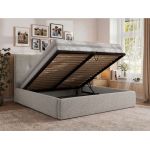 Łóżko tapicerowane CALERIO CLASSIC 200x200 - materac multipocket - jasnoszary, struktura