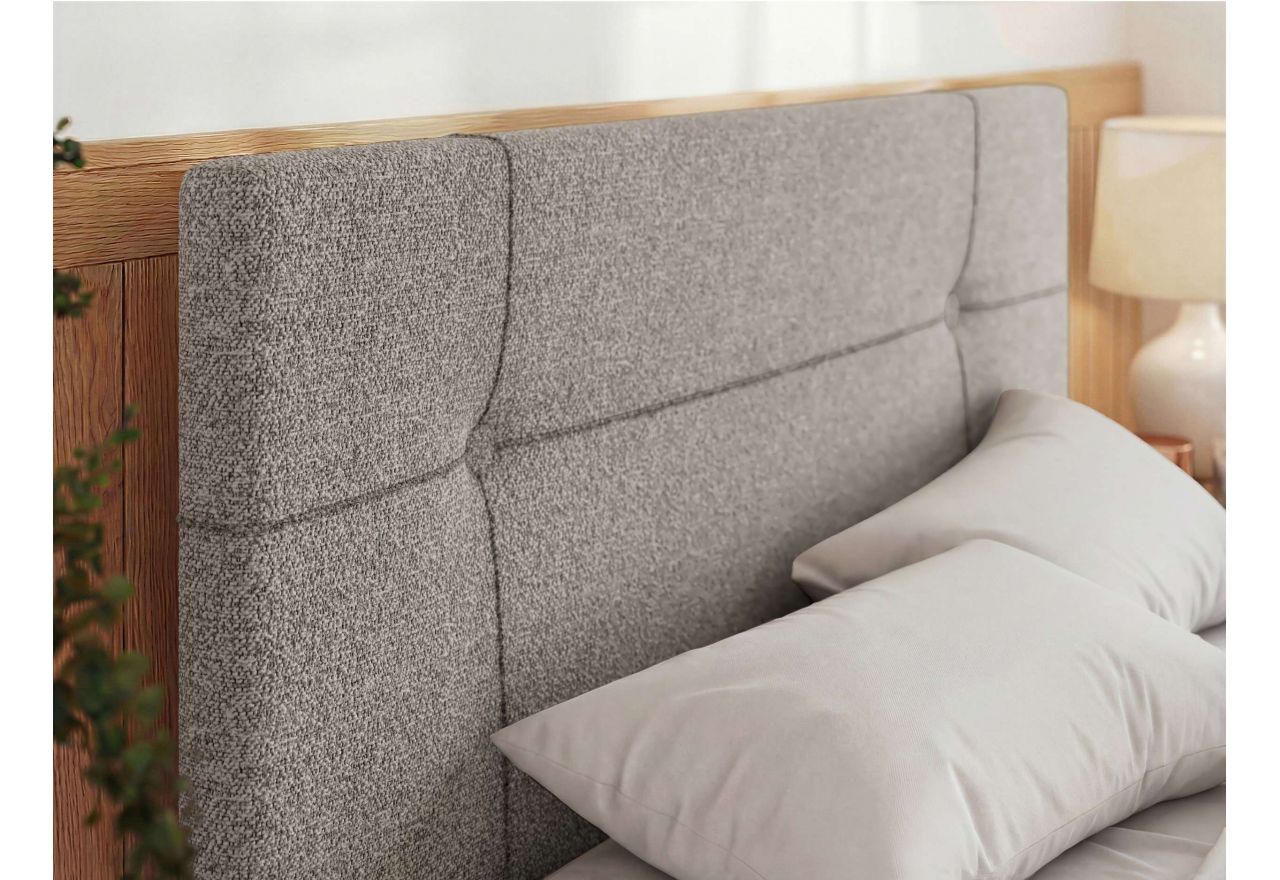 Łóżko tapicerowane CALERIO CLASSIC 200x200 - materac multipocket - jasnoszary, struktura