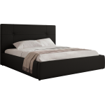 Łóżko tapicerowane CALERIO CLASSIC 180x200 - materac pocket - czarny, ekoskóra