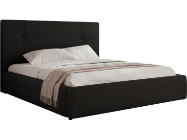 Łóżko tapicerowane CALERIO CLASSIC 200x200 - materac pocket - czarny, ekoskóra