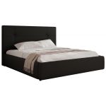 Łóżko tapicerowane CALERIO CLASSIC 200x200 - materac pocket - czarny, ekoskóra