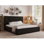 Łóżko tapicerowane CALERIO CLASSIC 160x200 - materac multipocket - czarny, ekoskóra