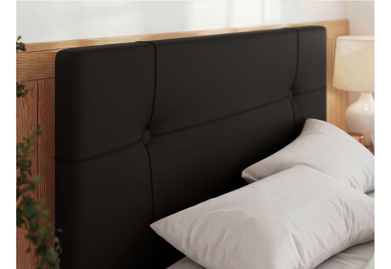 Łóżko tapicerowane CALERIO CLASSIC 200x200 - materac multipocket - czarny, ekoskóra