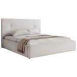 Łóżko tapicerowane CALERIO CLASSIC 200x200 - biały, ekoskóra