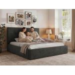 Łóżko tapicerowane CALERIO CLASSIC 160x200 - materac piankowy - biały, ekoskóra