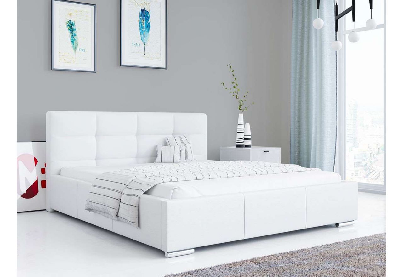 Łóżko tapicerowane 140x200 cm dwuosobowe z pikowanym zagłówkiem - LATON / Madryt 920