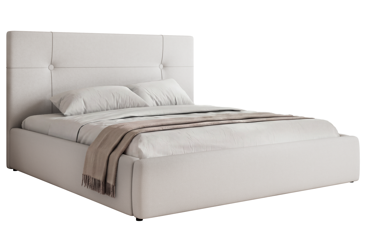 Łóżko tapicerowane CALERIO CLASSIC 160x200 - materac pocket - biały, ekoskóra
