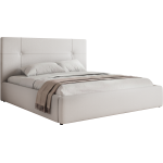 Łóżko tapicerowane CALERIO CLASSIC 160x200 - materac pocket - biały, ekoskóra