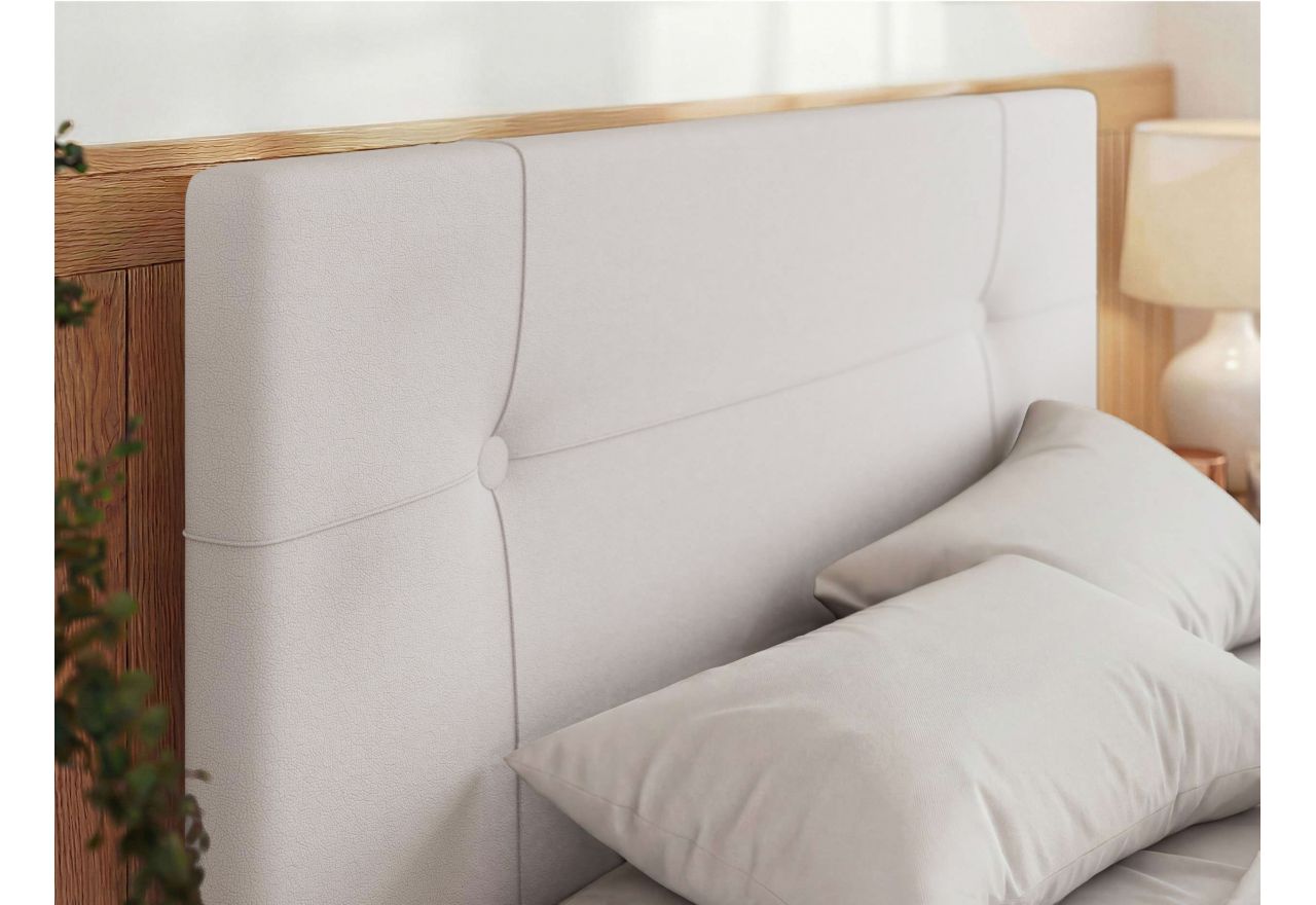 Łóżko tapicerowane CALERIO CLASSIC 160x200 - materac pocket - biały, ekoskóra