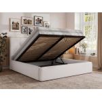 Łóżko tapicerowane CALERIO CLASSIC 200x200 - materac pocket - biały, ekoskóra