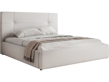 Łóżko tapicerowane CALERIO CLASSIC 160x200 - materac multipocket - biały, ekoskóra