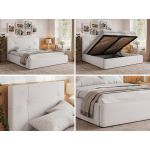 Łóżko tapicerowane CALERIO CLASSIC 160x200 - materac multipocket - biały, ekoskóra