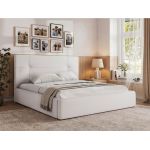 Łóżko tapicerowane CALERIO CLASSIC 180x200 - materac multipocket - biały, ekoskóra