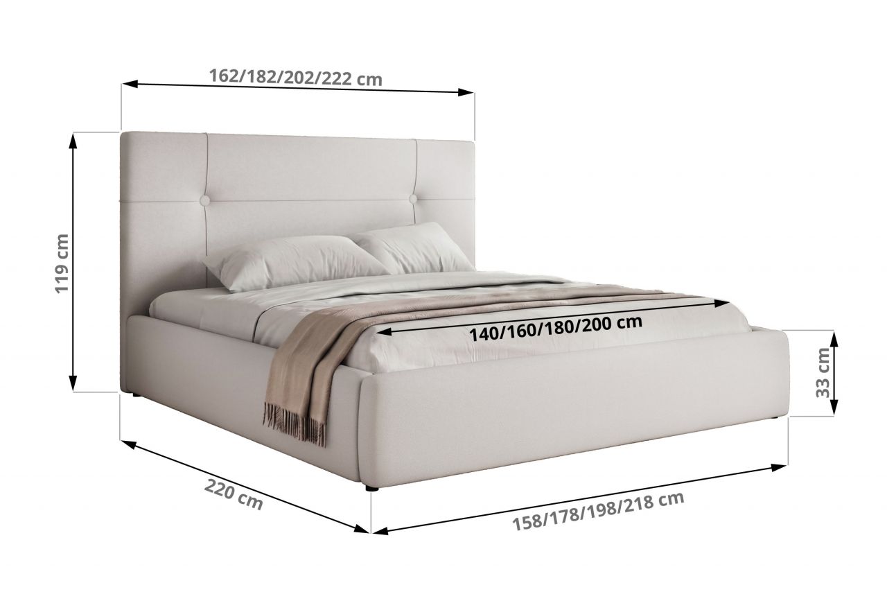 Łóżko tapicerowane CALERIO CLASSIC 180x200 - materac multipocket - biały, ekoskóra