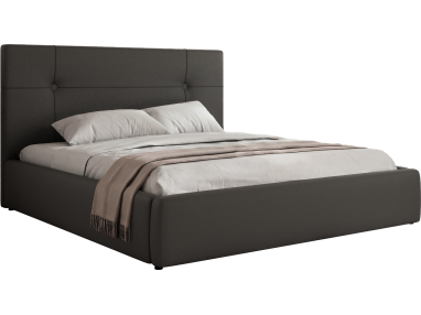 Łóżko tapicerowane CALERIO CLASSIC 160x200 - materac pocket - szary, ekoskóra