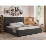 Łóżko tapicerowane CALERIO CLASSIC 140x200 - materac multipocket - szary, ekoskóra
