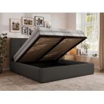 Łóżko tapicerowane CALERIO CLASSIC 160x200 - materac multipocket - szary, ekoskóra