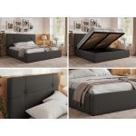 Łóżko tapicerowane CALERIO CLASSIC 180x200 - materac multipocket - szary, ekoskóra