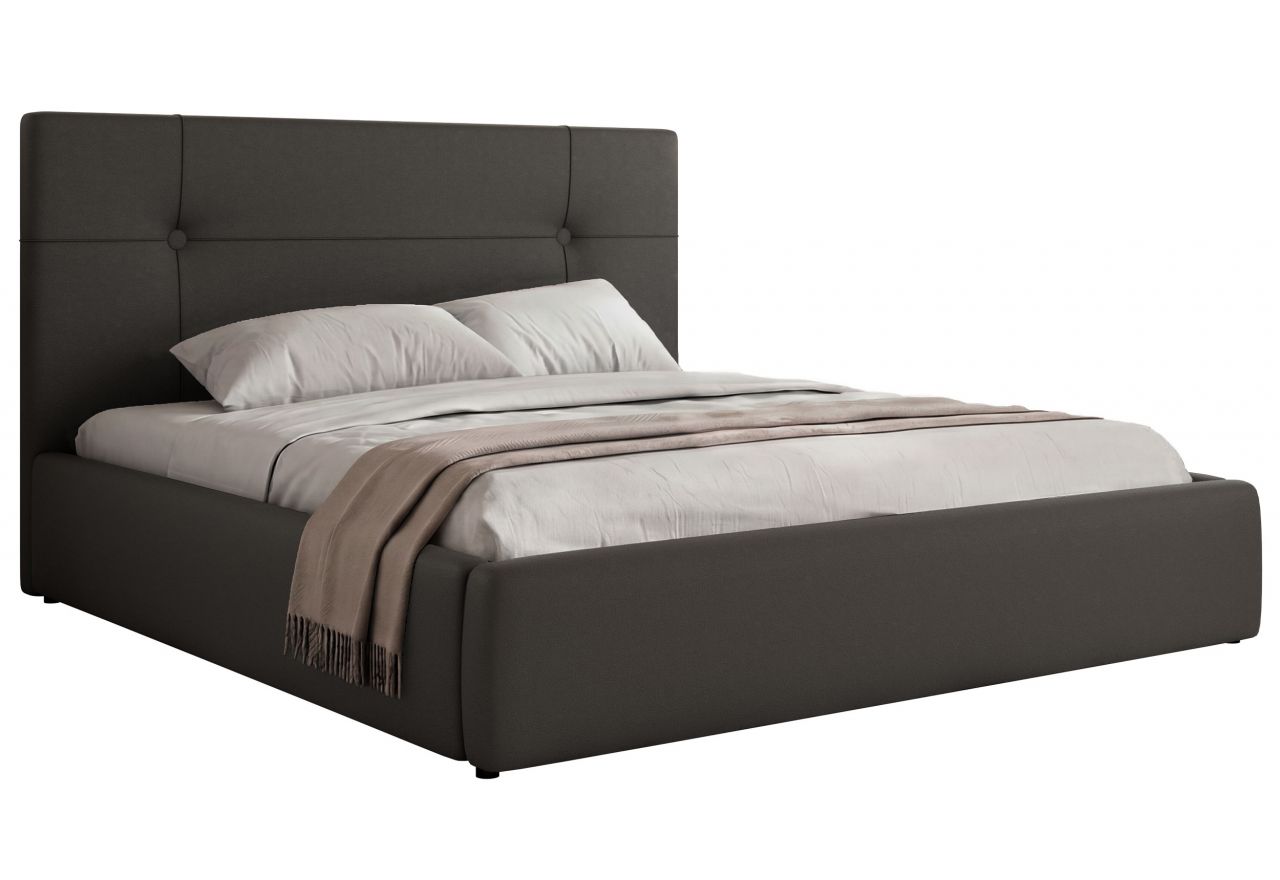 Łóżko tapicerowane CALERIO CLASSIC 180x200 - materac multipocket - szary, ekoskóra