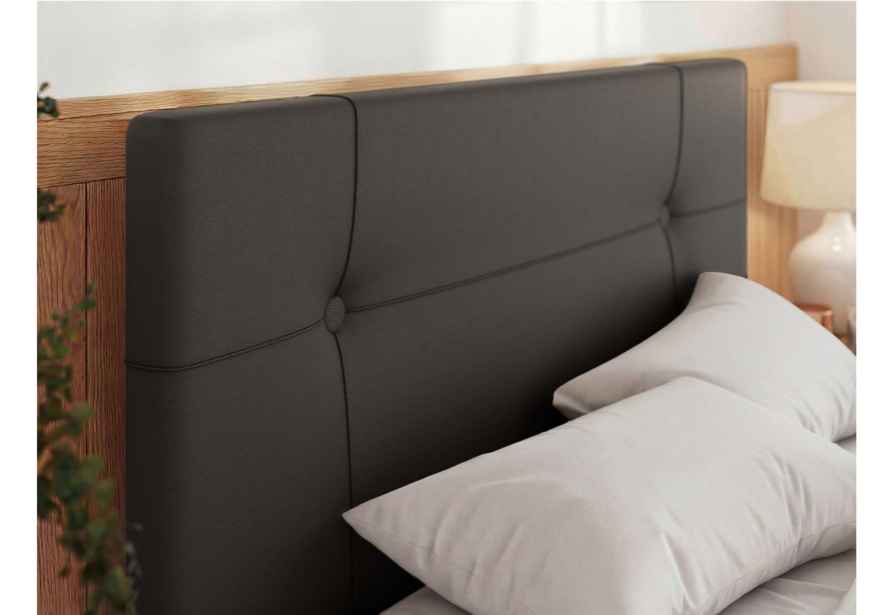 Łóżko tapicerowane CALERIO CLASSIC 200x200 - materac multipocket - szary, ekoskóra