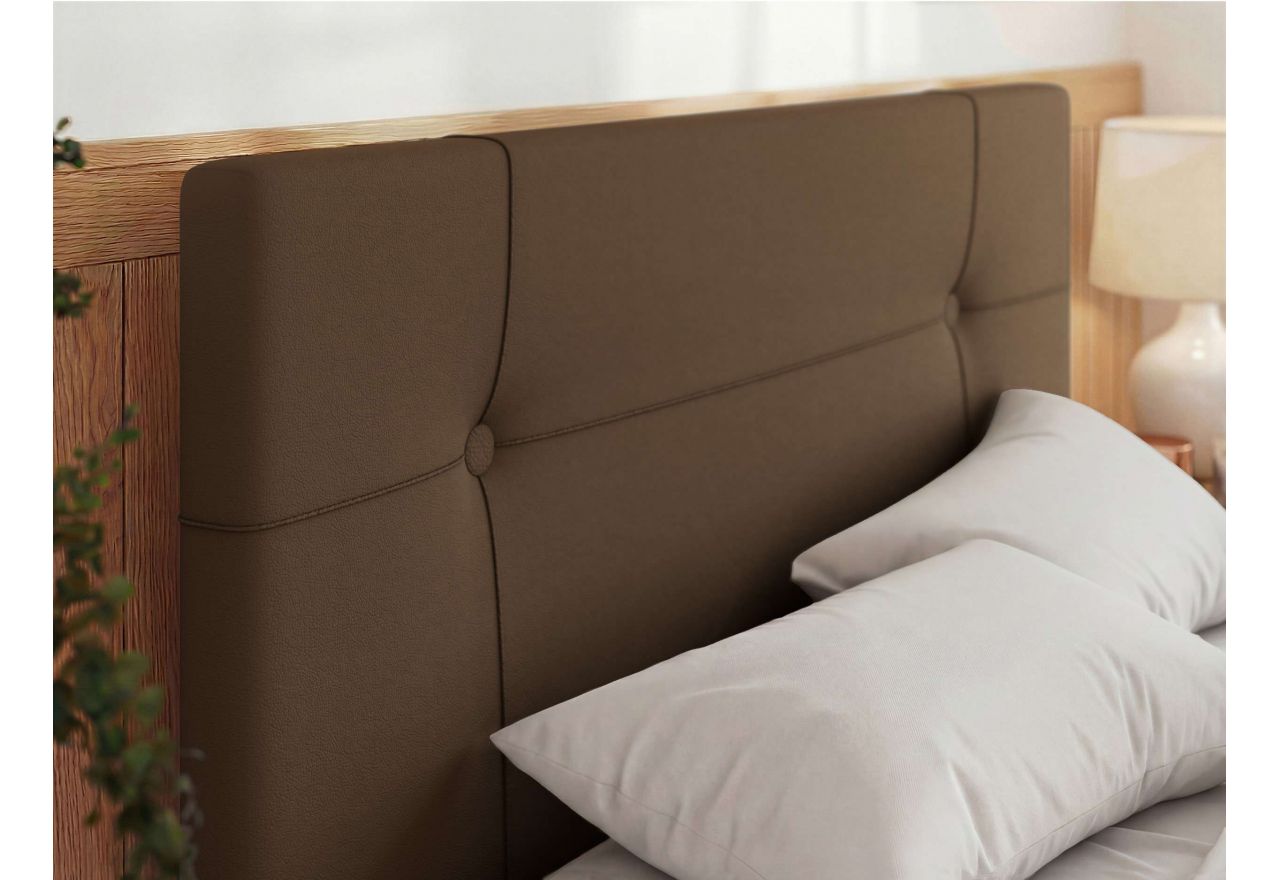 Łóżko tapicerowane CALERIO CLASSIC 160x200 - materac pocket - brązowy, ekoskóra