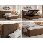 Łóżko tapicerowane CALERIO CLASSIC 180x200 - materac pocket - brązowy, ekoskóra