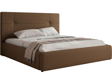 Łóżko tapicerowane CALERIO CLASSIC 200x200 - materac pocket - brązowy, ekoskóra