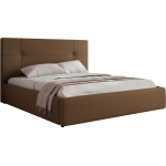 Łóżko tapicerowane CALERIO CLASSIC 140x200 - materac multipocket - brązowy, ekoskóra