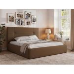 Łóżko tapicerowane CALERIO CLASSIC 160x200 - materac multipocket - brązowy, ekoskóra