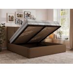 Łóżko tapicerowane CALERIO CLASSIC 180x200 - materac multipocket - brązowy, ekoskóra