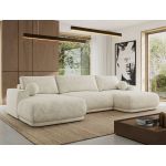 Narożnik RINA U - uniwersalny - kremowy, szenil grubo tkany