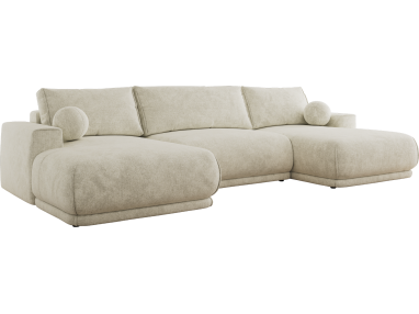 Narożnik RINA U - uniwersalny - kremowy, szenil grubo tkany