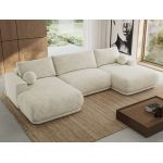 Narożnik RINA U - uniwersalny - kremowy, szenil grubo tkany