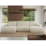 Narożnik RINA U - uniwersalny - kremowy, szenil grubo tkany