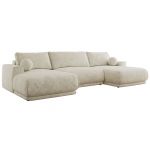 Narożnik RINA U - uniwersalny - kremowy, szenil grubo tkany