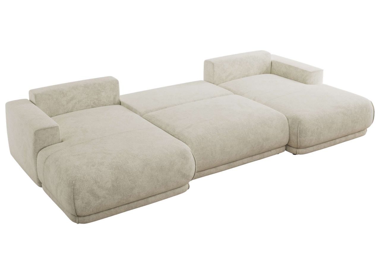 Narożnik RINA U - uniwersalny - kremowy, szenil grubo tkany