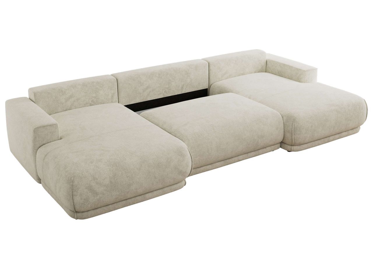 Narożnik RINA U - uniwersalny - kremowy, szenil grubo tkany